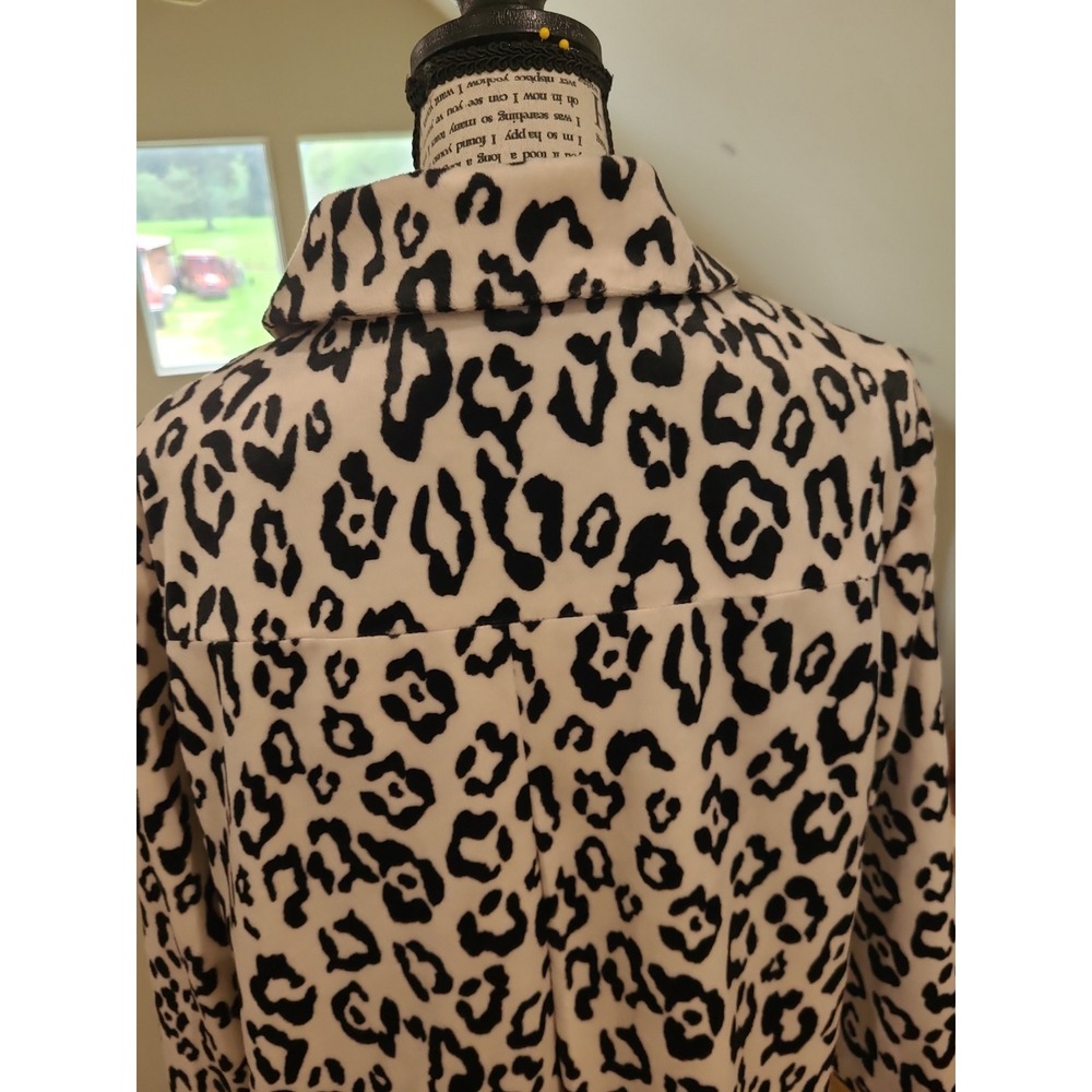 Chico's Snow Leopard Print swing jacket cream blk career office Women SZ M/8 - Picture 8 of 12